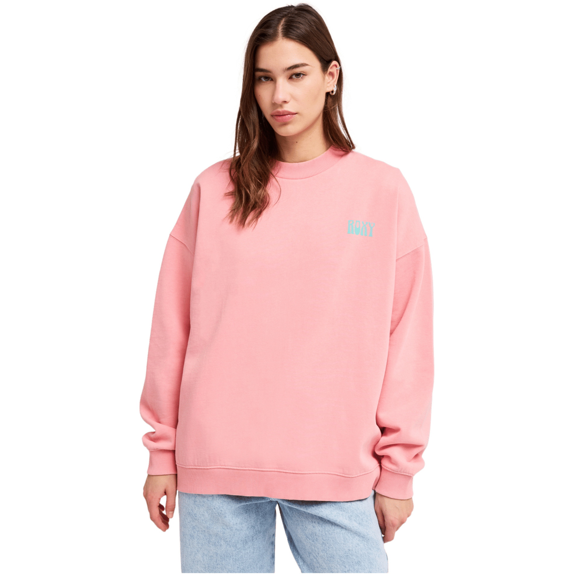 2026 Roxy Da Donna Lineup Oversized Crew Neck Fleece ERJFT05069 - Plumeria